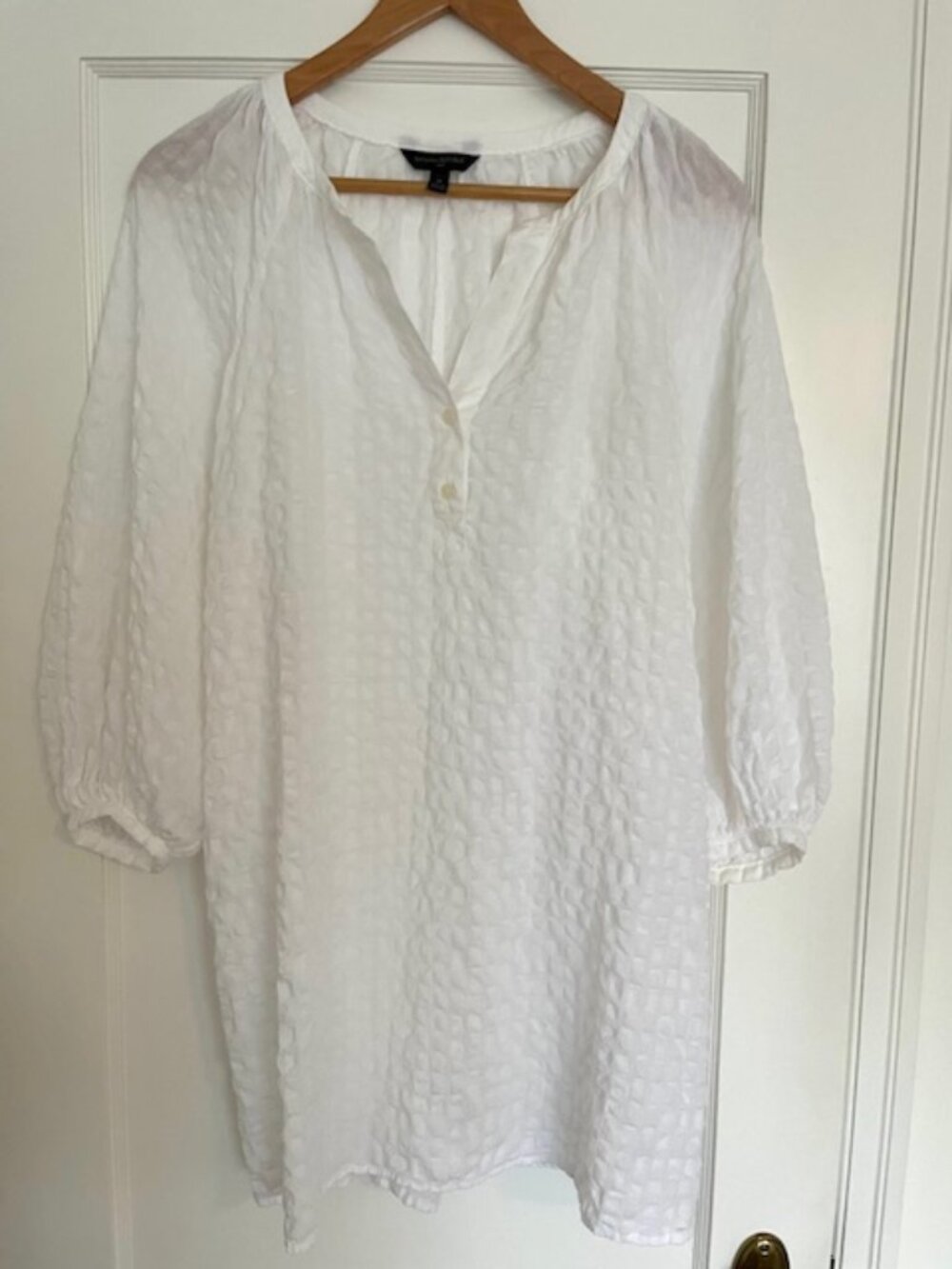 Banana Republic White Seersucker Mini Dress | Size Medium Petite